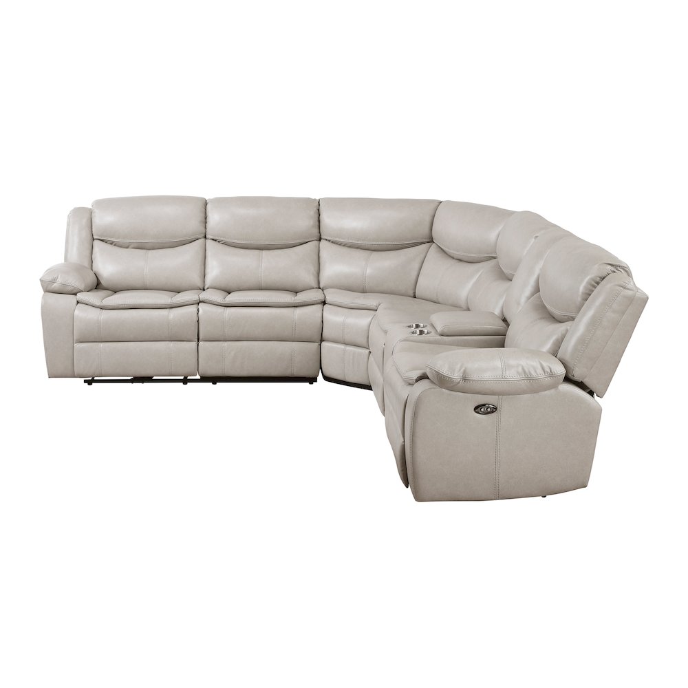 Fargo Faux Leather 3-Piece Power Reclining Sectional in Silver Gray