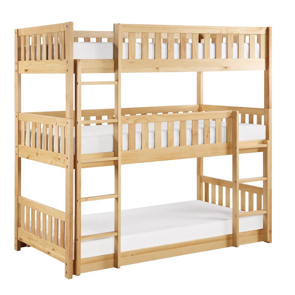 Bartly Pine Triple Bunk Bed in Natural Pine