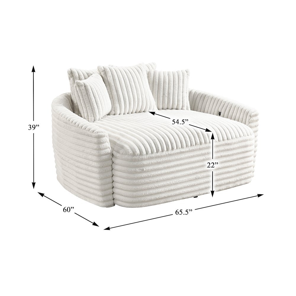 Tomball Corduroy Oversized Chaise Lounge in Beige