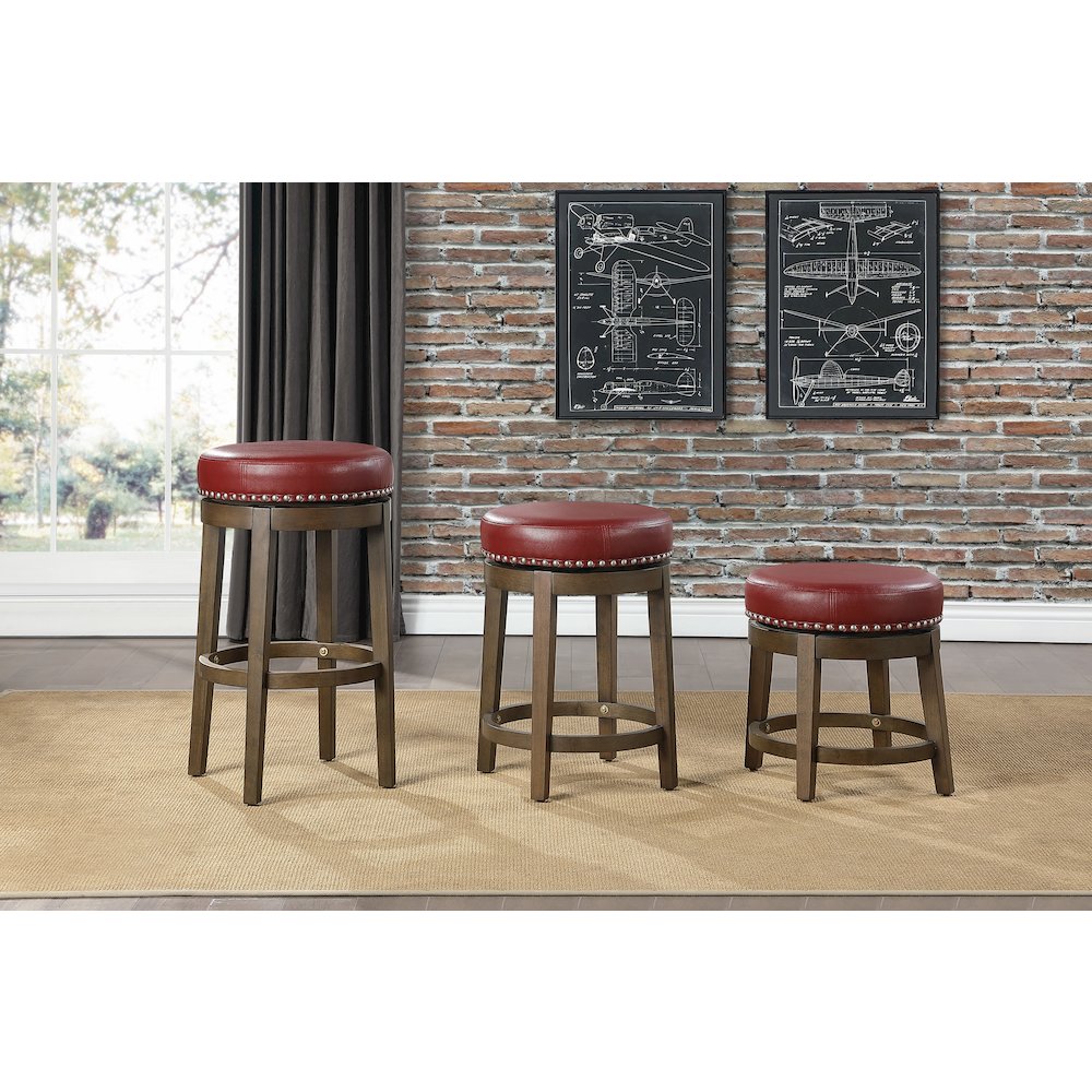 Westby Solid Wood 24" Round Swivel Stool, Set of 2 in Red