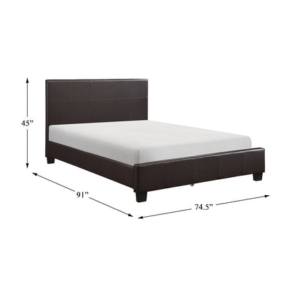 Lorenzi Faux Leather Queen Bed in Dark Brown