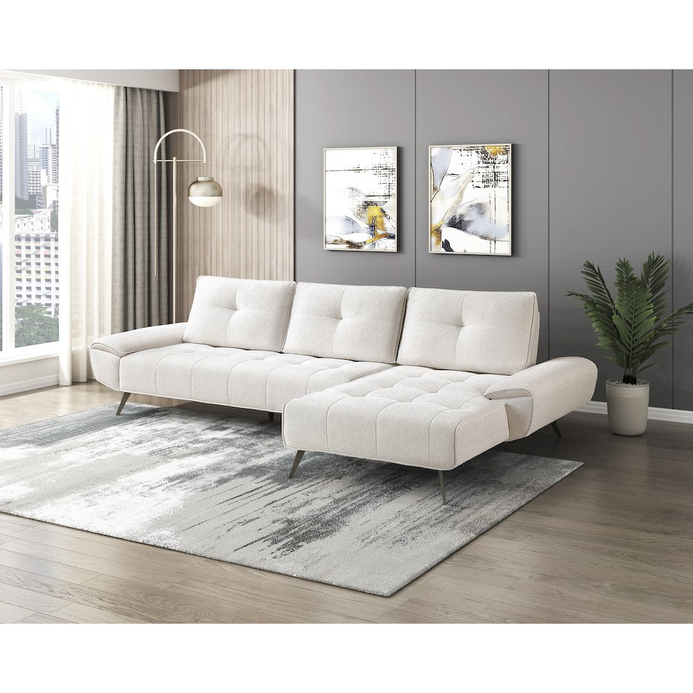 Dominic Chenille 2-Piece Sectional with Right Chaise in Beige