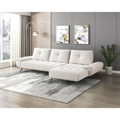 Dominic Chenille 2-Piece Sectional with Right Chaise in Beige