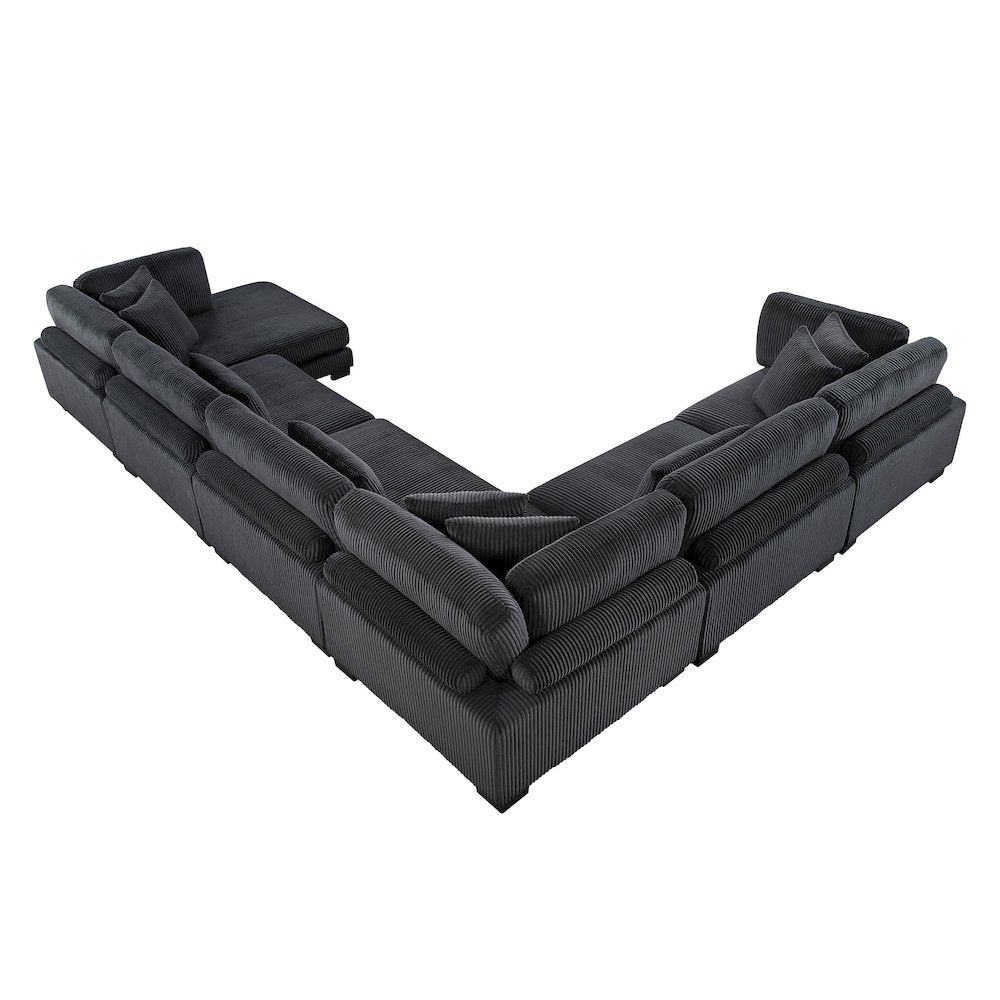 Traverse Corduroy 6-Piece Modular Sectional with chaise in Black
