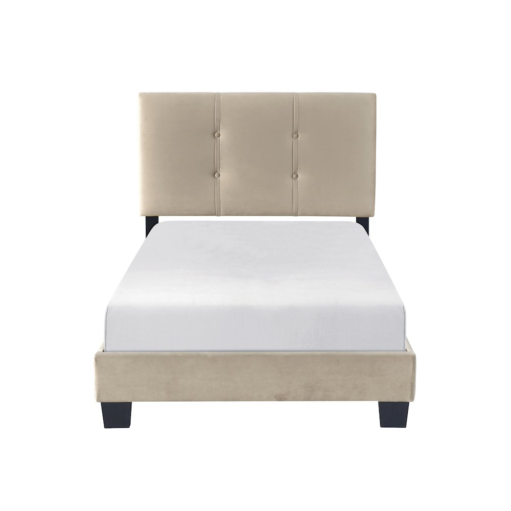 Newberry Velvet Twin Platform Bed in Light Brown