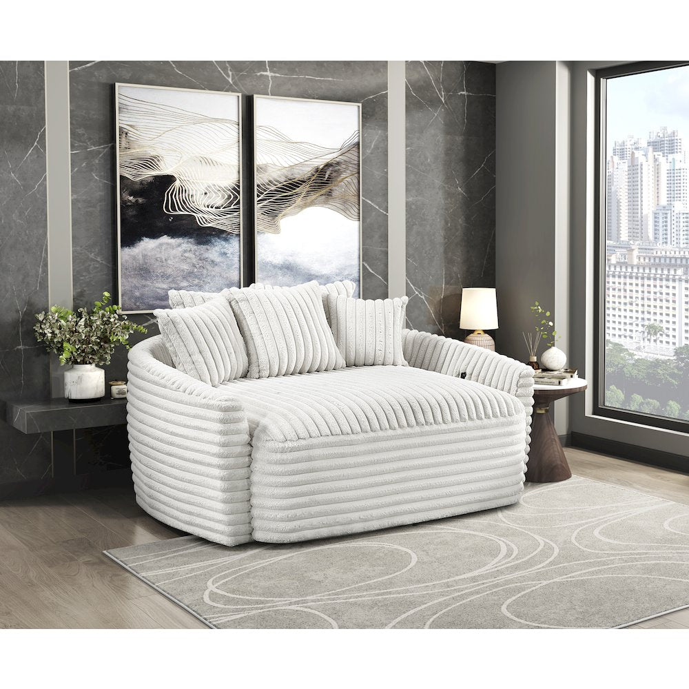 Tomball Corduroy Oversized Chaise Lounge in Beige