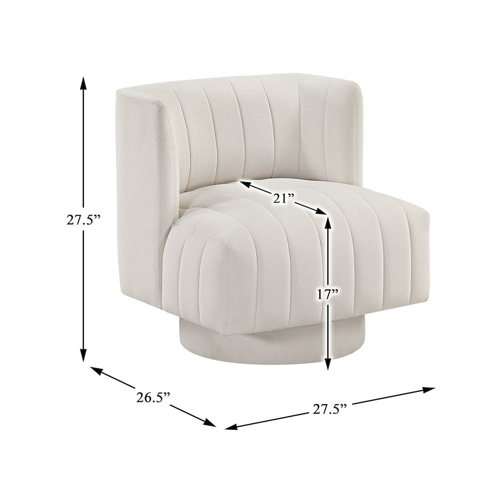 Joyce Textured Swivel Chair in Beige
