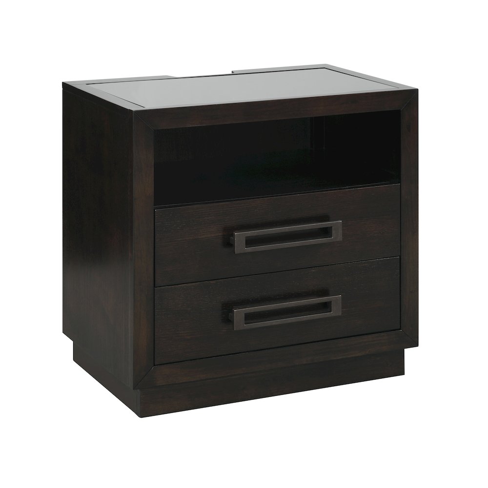 Larchmont Asian Hardwood Nightstand in Charcoal