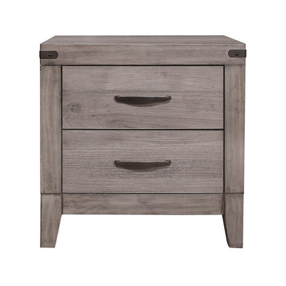 Woodrow Asian Hardwood Nightstand in Gray
