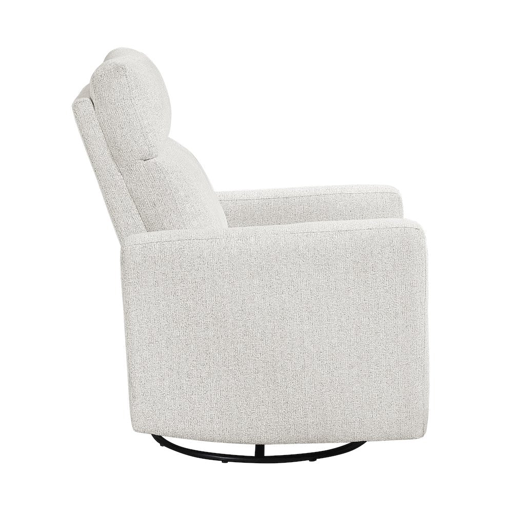 Olathe Chenille Swivel Glider Reclining Chair in Newsprint