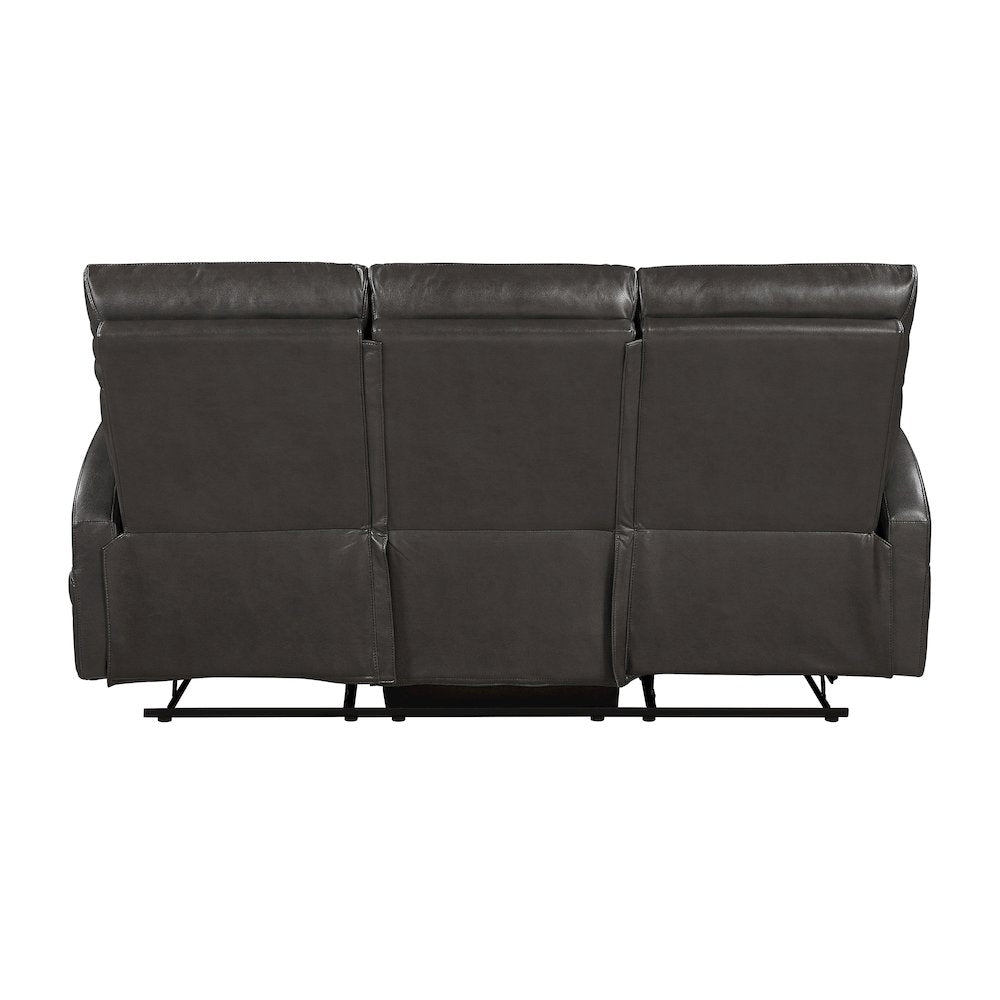 Allen Faux Leather Double Reclining Sofa in Espresso