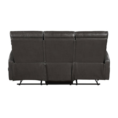 Allen Faux Leather Double Reclining Sofa in Espresso