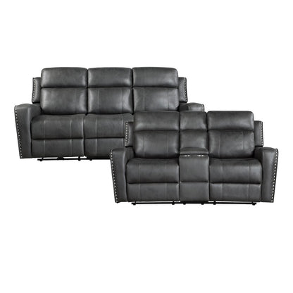 Kellen Microfiber 2pc Set: Sofa, Love in Smoky Gray