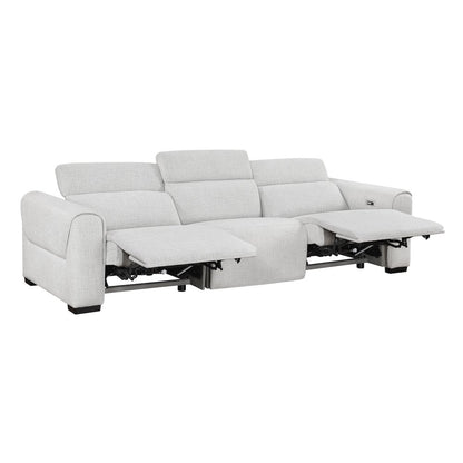 McPherson Chenille Power Double Reclining Sofa in Cloud