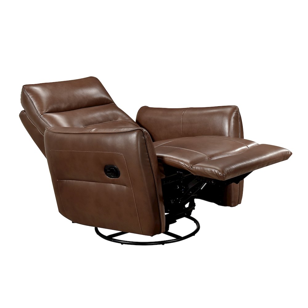 Thomas Leather Swivel Glider Reclining Chair in Toffee Brown