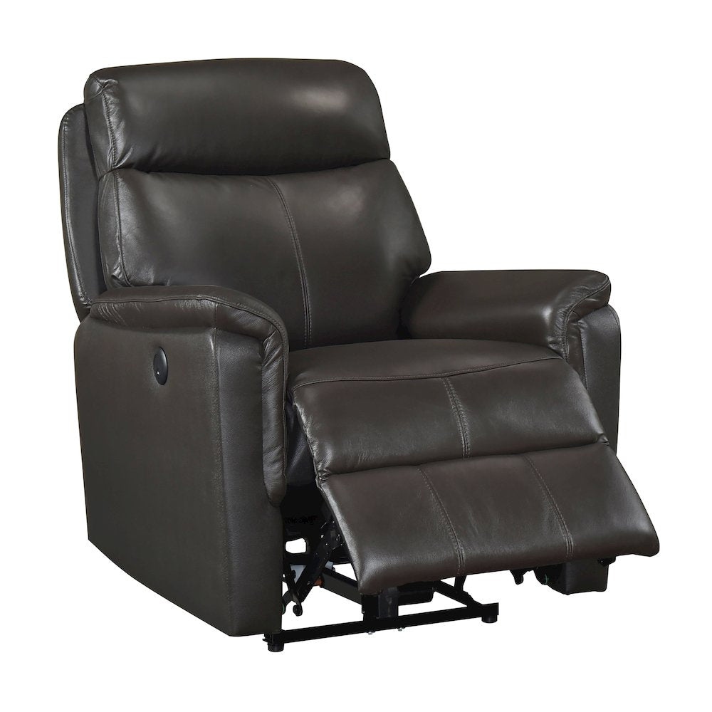 Leif Leather Power Reclining Chair in Dark Brown