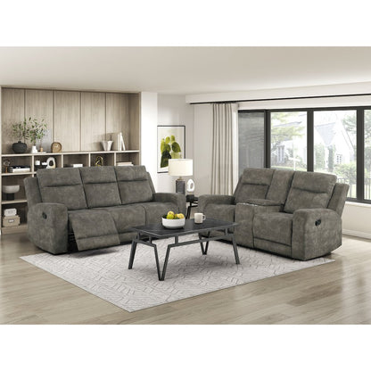 Muncie Microfiber 2pc Set: Sofa, Love in Brown