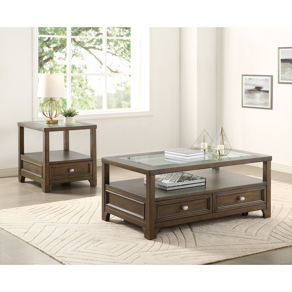 Auburn Asian Hardwood Cocktail Table in Charcoal Brown