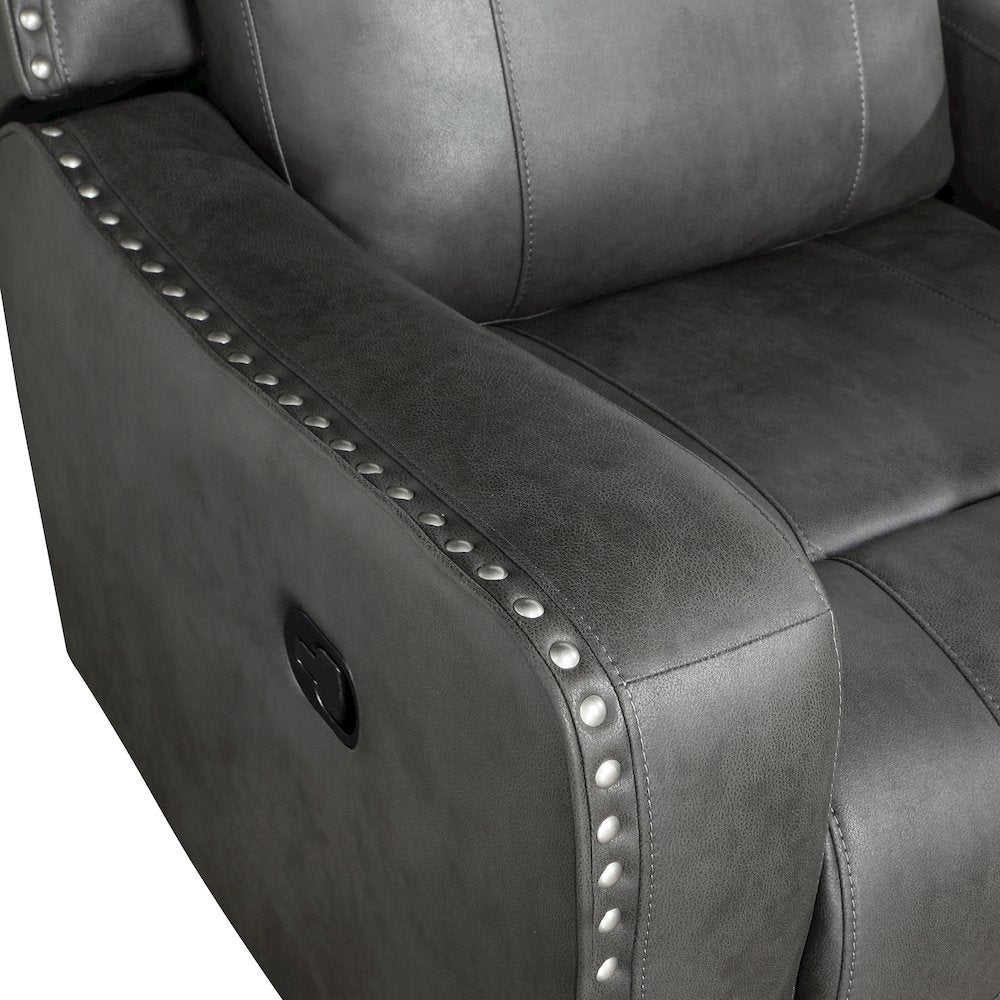 Kellen Microfiber Reclining Chair in Smoky Gray