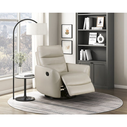 Cassian Leather Swivel Glider Reclining Chair in Taupe