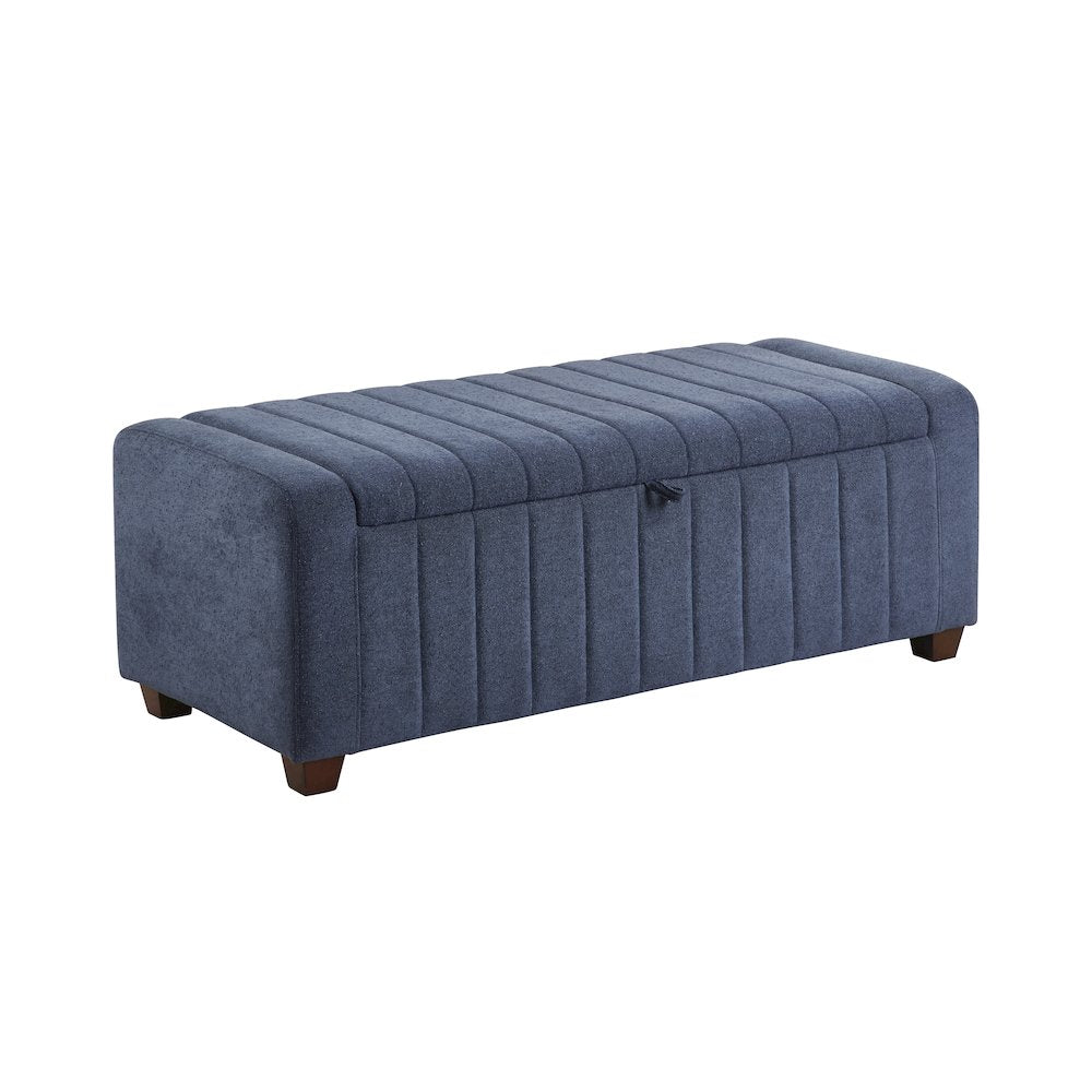 Derby Boucle Lift Top Storage Bench in Blue
