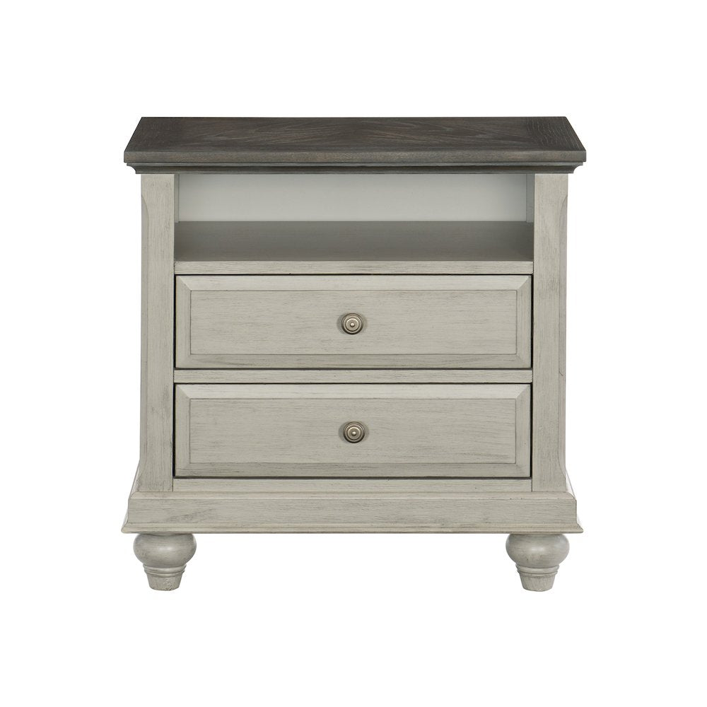 Mossbrook Pine Nightstand in 2-Tone Finish: Dark Brown and Light Gray
