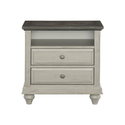 Mossbrook Pine Nightstand in 2-Tone Finish: Dark Brown and Light Gray