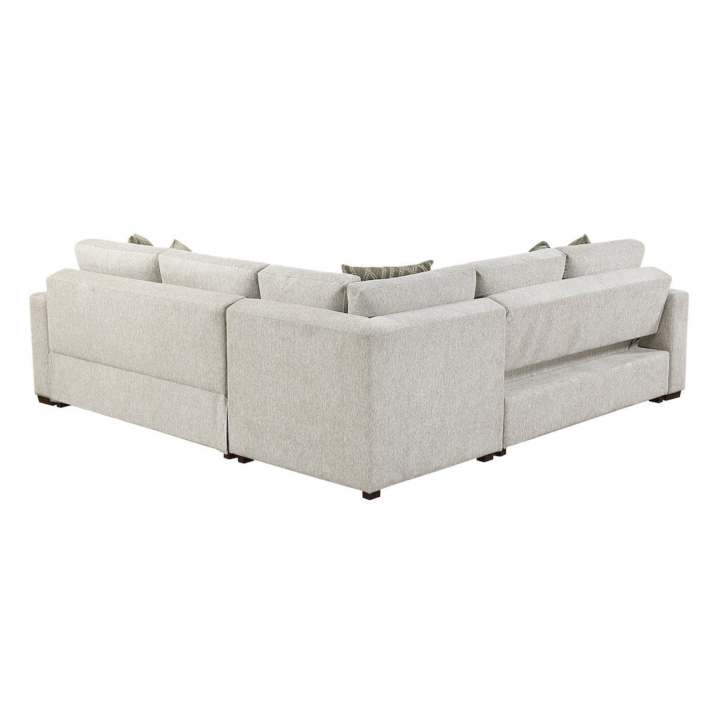 Isla Microfiber 4-Piece Sectional with Pull-out Bed in Sage Sand