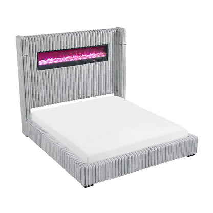Fitzroy Corduroy California King Bed in Gray