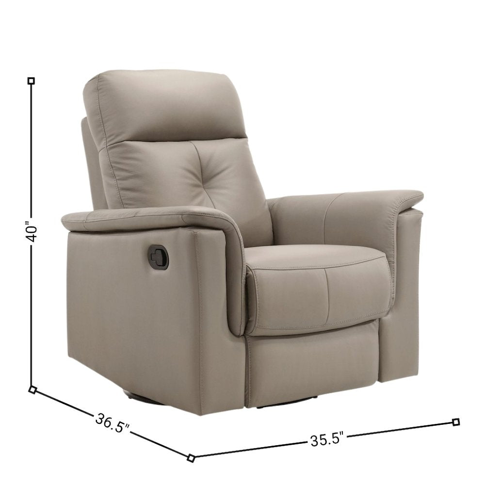 Latte Swivel Glider Recliner, Elegant Leather Recliner Chair