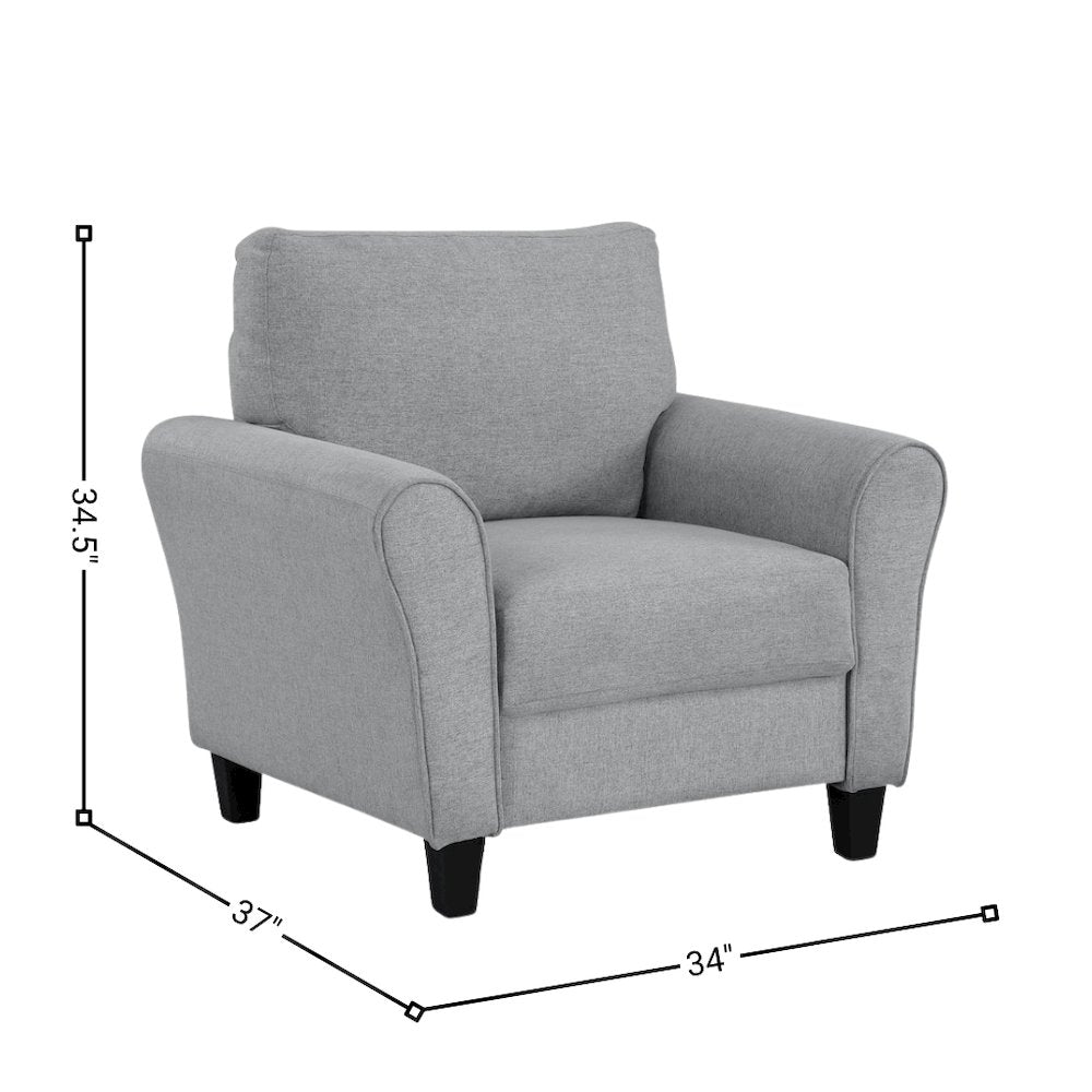 Dark Gray Upholstered Arm Chair, Elegant Accent Chair for Living Room Spaces