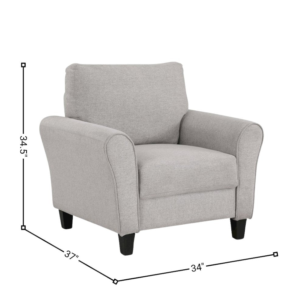 Sand Color Upholstered Arm Chair, Elegant Accent Chair for Living Room Spaces