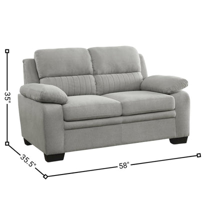 Gray Small Love Seat Couch with Textured Fabric for Living Room