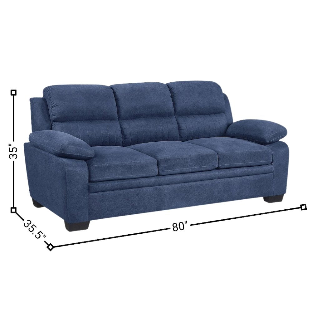 Blue Textured Fabric 3-Seater Couch Sofa Ideal for Living Room
