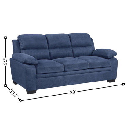 Blue Textured Fabric 3-Seater Couch Sofa Ideal for Living Room