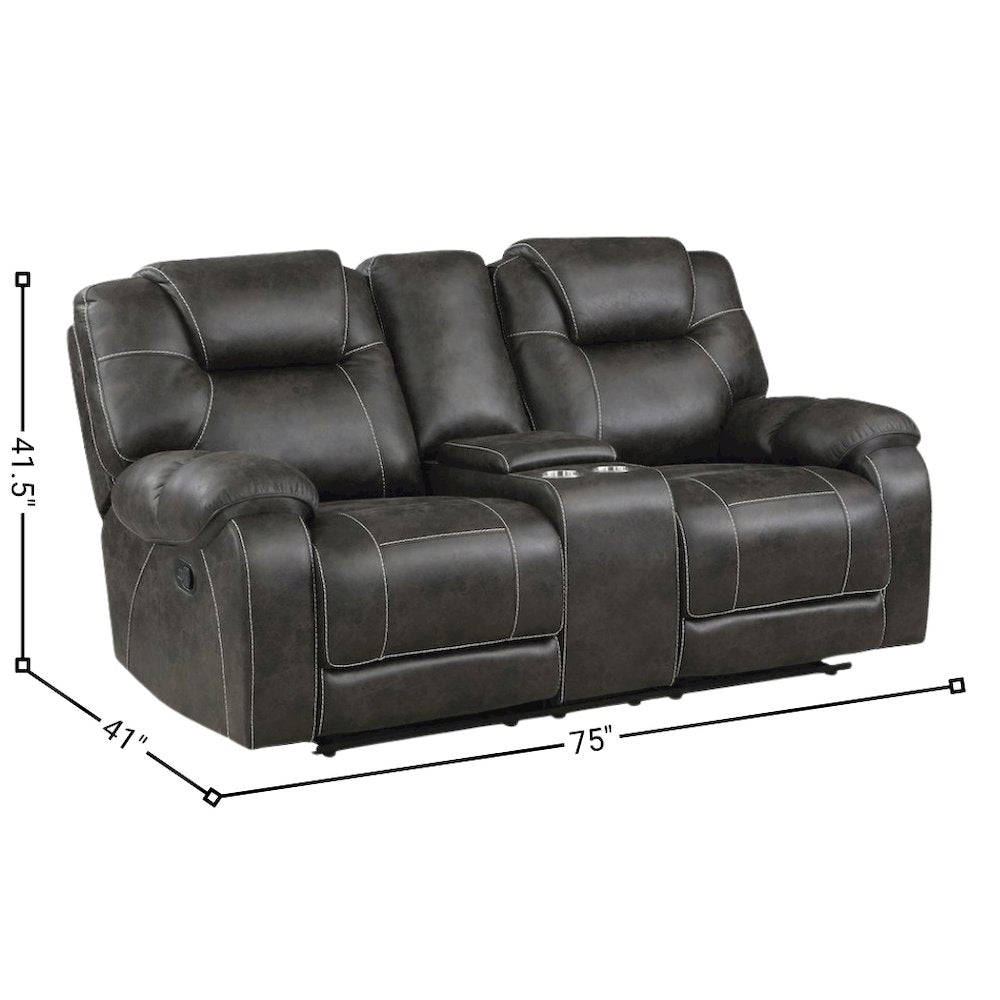 Brown Reclining Loveseat with Manual Recliner Chairs and Double Recliner