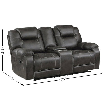 Brown Reclining Loveseat with Manual Recliner Chairs and Double Recliner