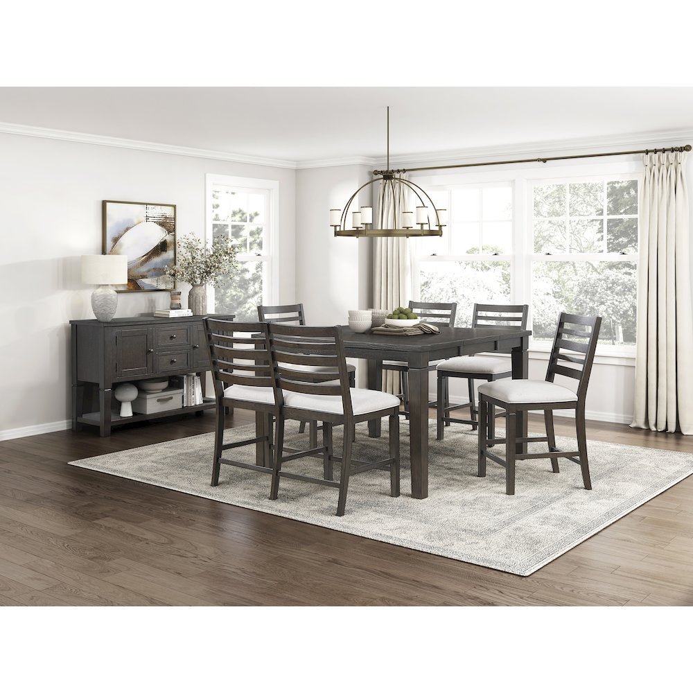 Victoria Asian Hardwood 6pcs Counter Height Dining Set in Dark Espresso