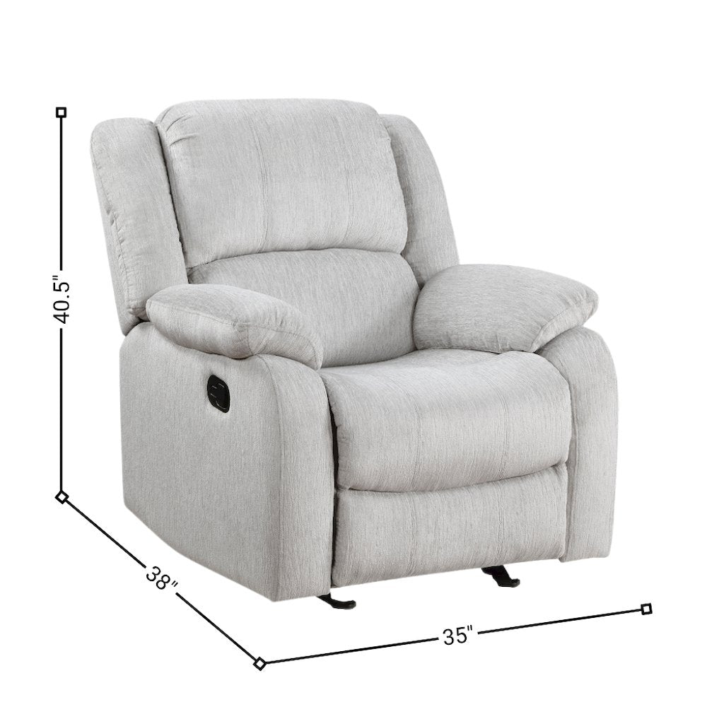 Gray Manual Recliner, Plush Reclining Chair for Living Room Comfort