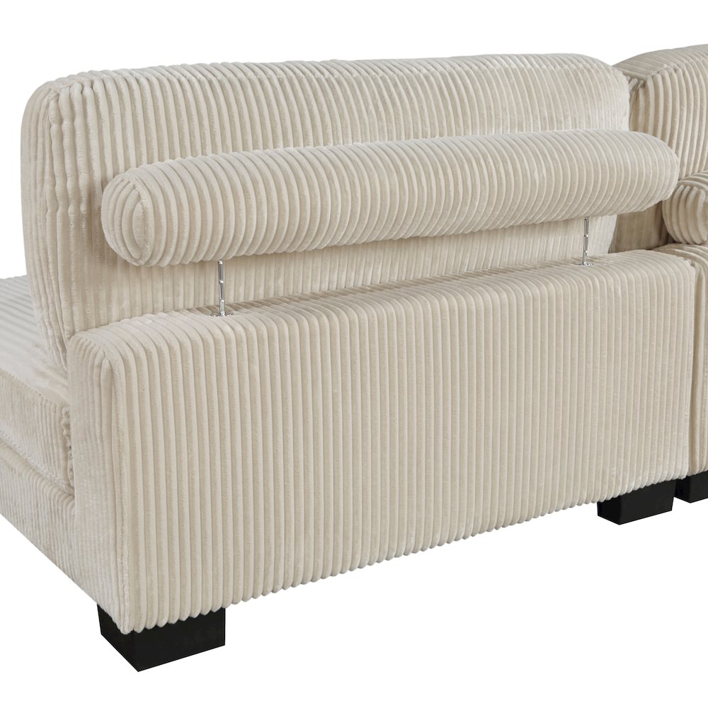 Traverse Corduroy 4-Piece Modular Sectional with Ottoman in Beige