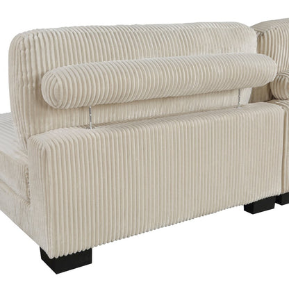 Traverse Corduroy 4-Piece Modular Sectional with Ottoman in Beige