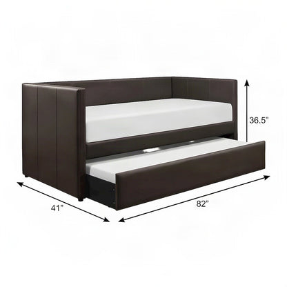 Starlight Canyon Home Faux Leather-Upholstered Daybed with Arms, Brown