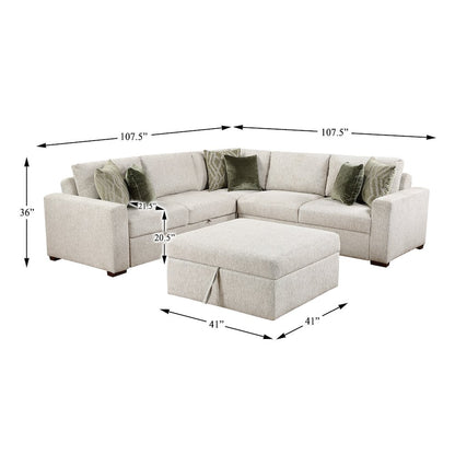 Isla Microfiber 4-Piece Sectional with Pull-out Bed in Sage Sand