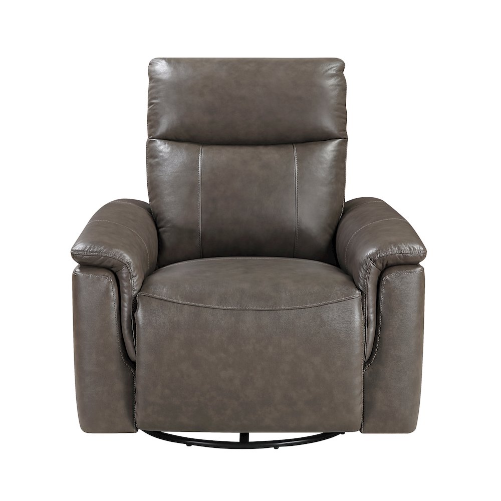 Hadley Leather Swivel Glider Reclining Chair in Dark Brown