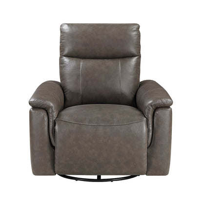 Hadley Leather Swivel Glider Reclining Chair in Dark Brown