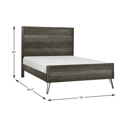 Urbanite Asian Hardwood Eastern King Bed in 3 Tone Gray