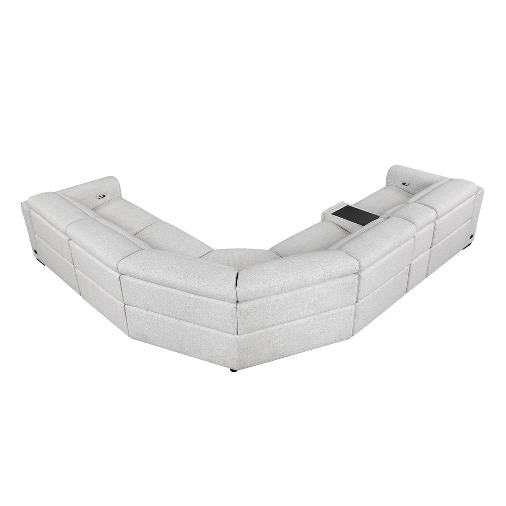 McPherson Chenille 6-Piece Modular Power Reclining Sectional in Cloud