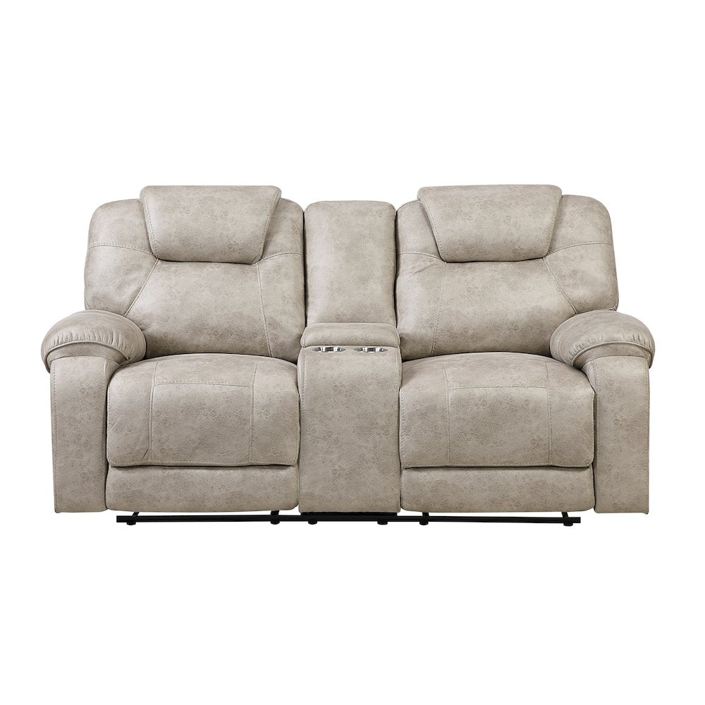Gainesville Microfiber Dbl Rclng Love Seat with Center Console in Pewter