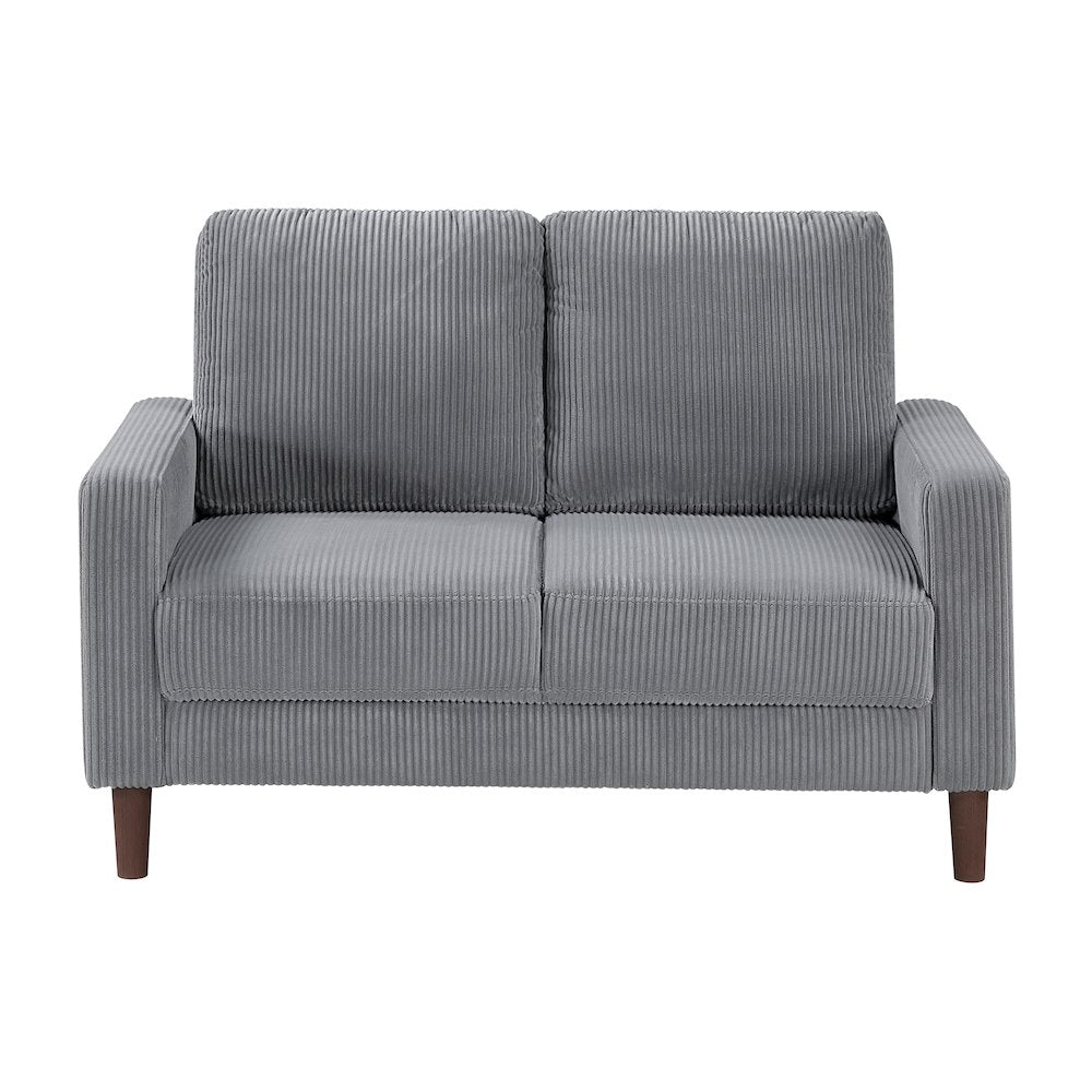 Crandall Corduroy Love Seat in Gray