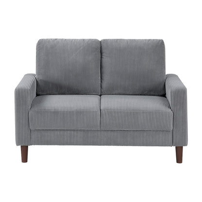 Crandall Corduroy Love Seat in Gray